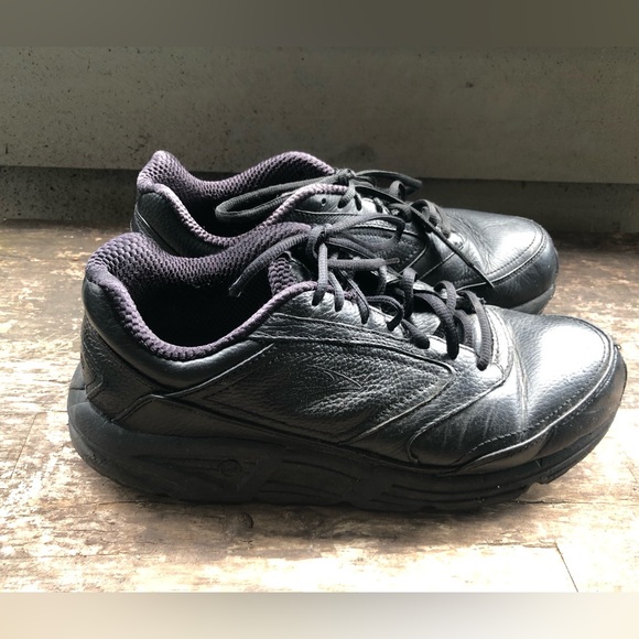 Brooks Addiction Walker Mens Black Leather Running Shoes Sneakers Size 10.5(2E) - Picture 2 of 10